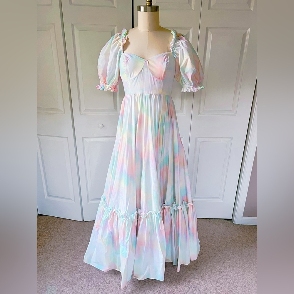Selkie Ritz Gown Puff Sleeve Maxi Dress -  Pastel Princess